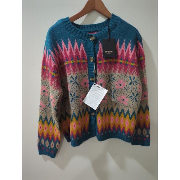 Twinset My Twin Floral Mohair Blend Cardigan Sweater NWT - Picture 5 of 8